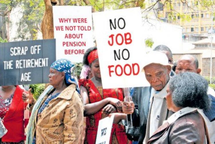 Kenya Retirees Association members protest against high living costs in the past.