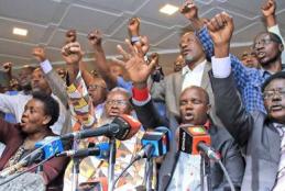 Universities Academic Staff Union (Uasu) members during a press conference at Meridian Hotel in Nairobi on January 17, 2020. PHOTO | FILE | NATION MEDIA GROUP