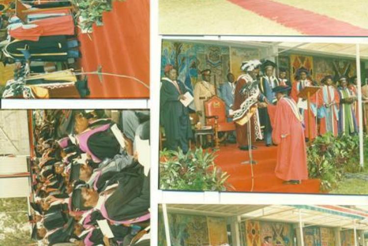 The late President Moi officiating the Graduation ceremony