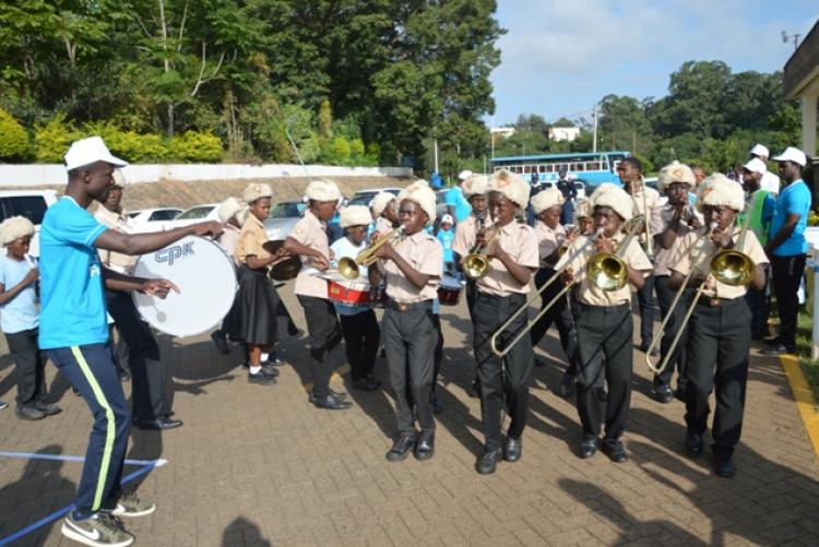 Kenya Scouts lead a match during Nairobi's wellness week