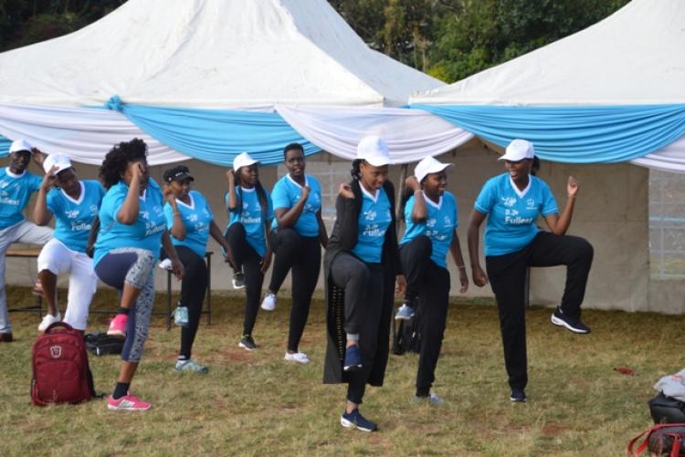 Kenyans Exercising during Nairobi wellness week at UoN