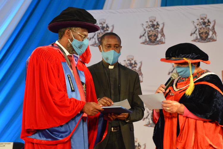 The VC, Fr. Peter Kaigua And The Chancellor At The VC Installation Ceremony